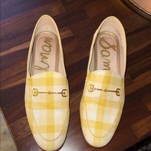 Yellow Gingham Loafers with Gold Horsebit
